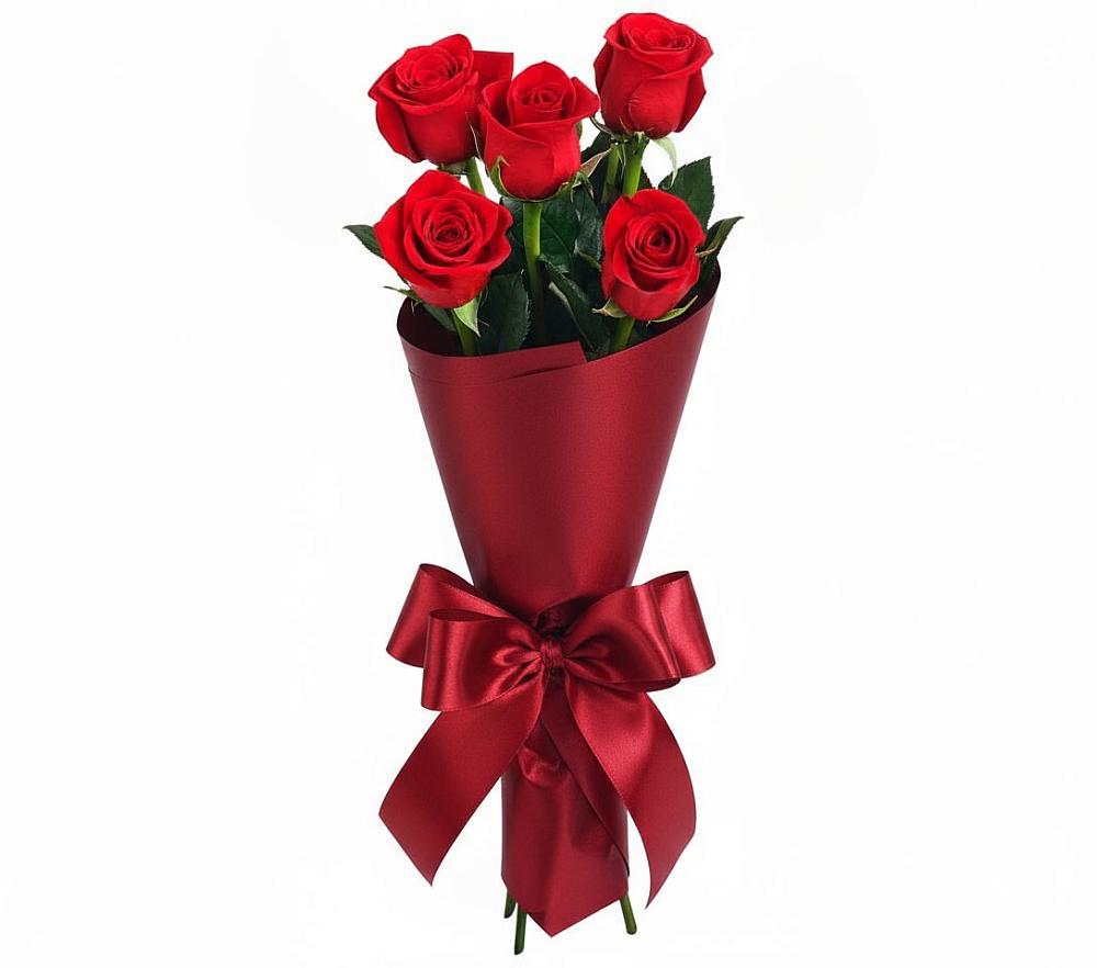 Букет 5 Красных роз Эдлесс Лав в Черском