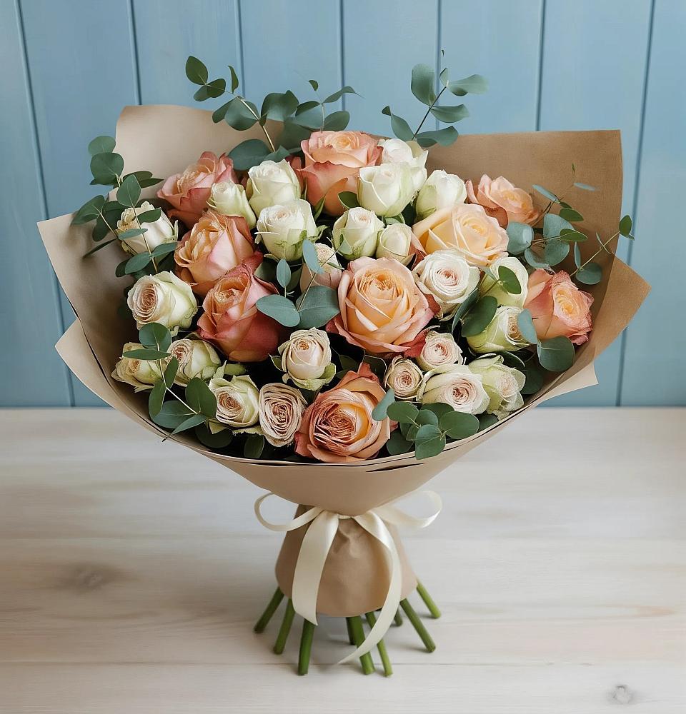 Букет цветов из: Альстромерии и Розы в Черском