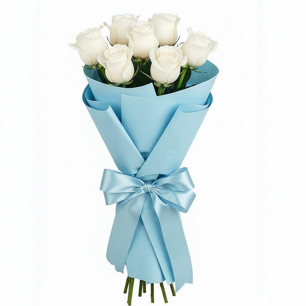 Букет 7 белых роз Проуд в Черском