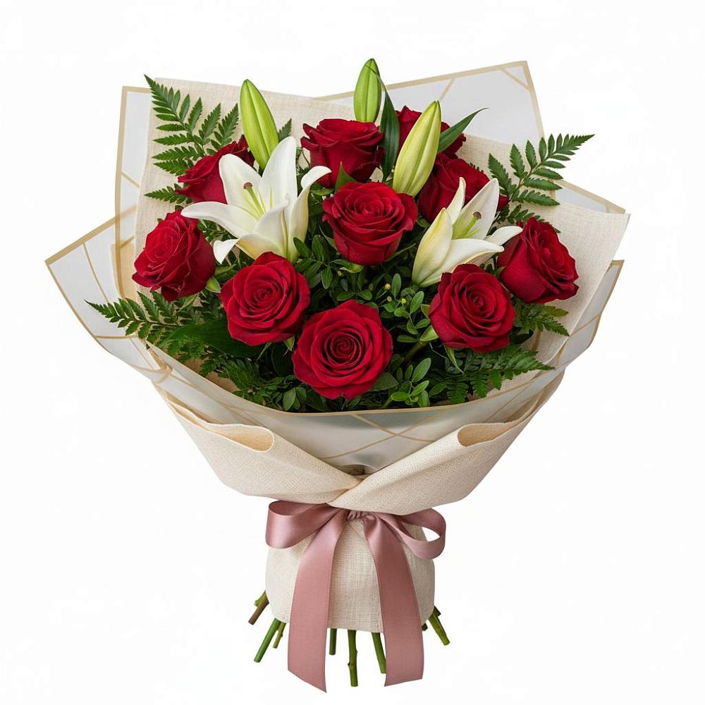 Букет цветов из: Лилии и Розы в Черском