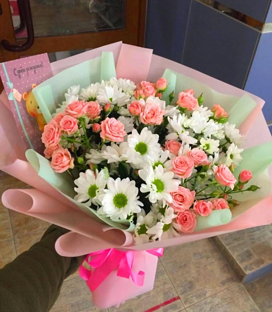 Букет цветов из: Розы и Хризантемы в Черском