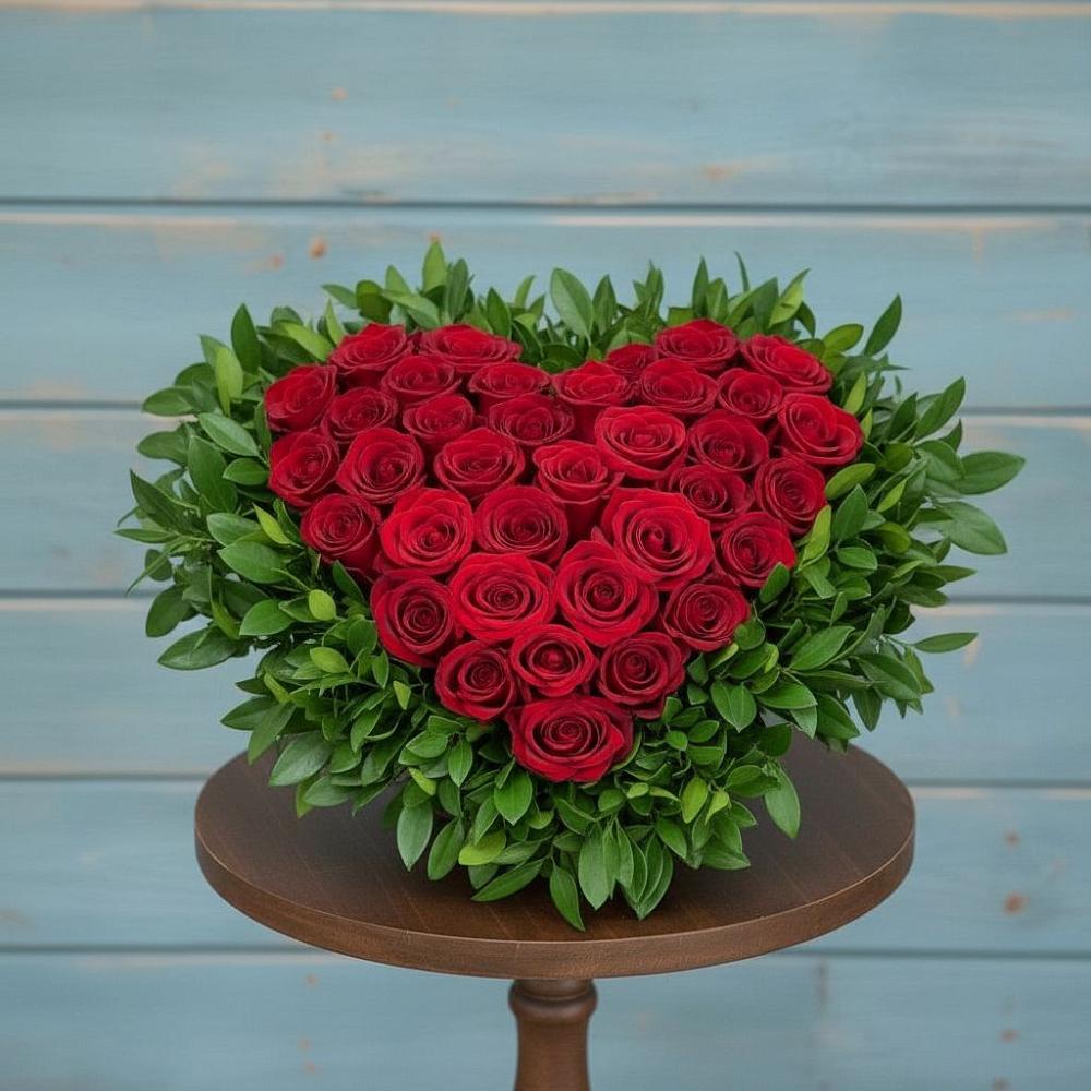 Цветочная композиция из Розы в виде сердца в Черском