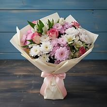 Букет цветов из:  Хризантемы, Альстромерии и Розы в Черском