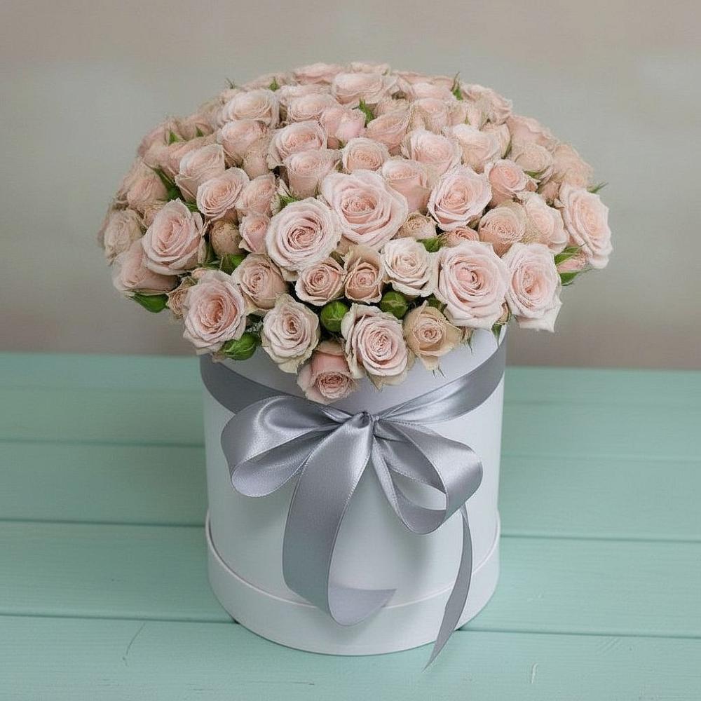 Цветочная композиция из Розы в шляпной коробке в Черском